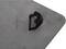 Grey surface with a black plastic loop sewn on.