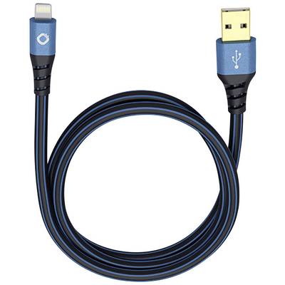 Oehlbach Apple iPad/iPhone/iPod Cable [1x USB 2.0 connector A - 1x Apple Dock lightning plug] 25.00 cm Blue, Black