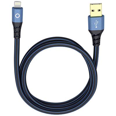 Oehlbach Apple iPad/iPhone/iPod Cable [1x USB 2.0 connector A - 1x Apple Dock lightning plug] 0.50 m Blue, Black