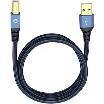 Oehlbach USB cable USB 2.0 USB-A plug, USB-B plug 0.50 m Blue gold plated connectors 9340