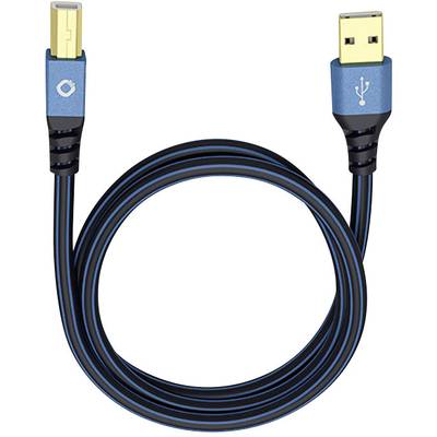 Oehlbach USB cable USB 2.0 USB-A plug, USB-B plug 1.00 m Blue gold plated connectors 9341