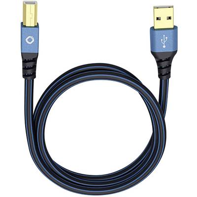 Oehlbach USB cable USB 2.0 USB-A plug, USB-B plug 5.00 m Blue gold plated connectors 9344