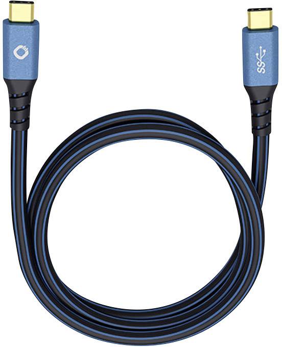USB 3.0 Cable [1x USB-C plug - 1x USB-C plug] 3.00 m Blue gold plated connectors Oehlbach USB Plus CC