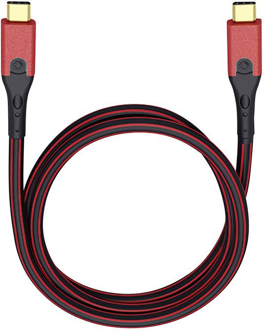 Oehlbach USB cable USB 3.2 1st Gen (USB 3.0 / USB 3.1 1st Gen) USB-C® plug, USB-C® plug 1.00 m Red/black gold plated connectors 9431