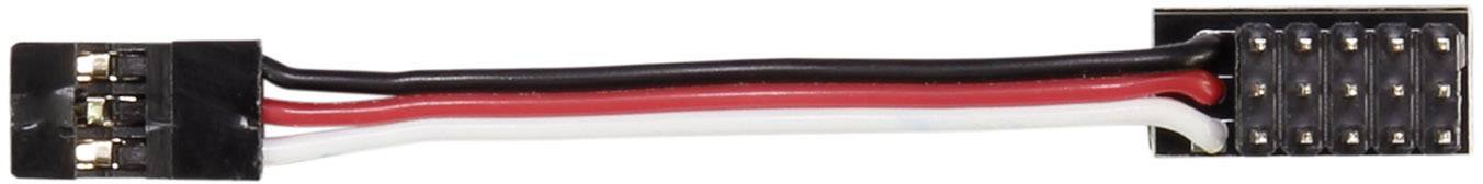 A 4-pin cable adapter with black, red and white wires, connects two electrical components with 6-pin sockets.