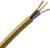 An open copper cable with four protruding, differently insulated cores reveals the structure of electrical cables.