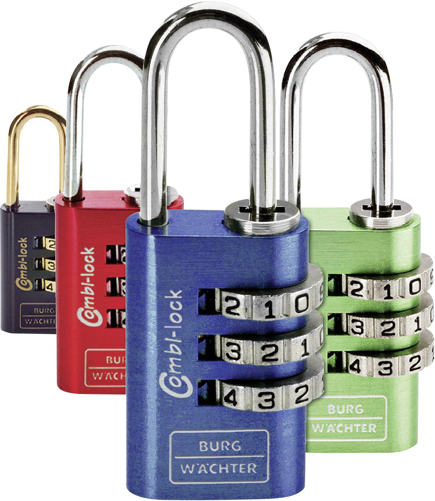 Burg Waechter 2er Set Duo 88 20 F SB Padlock Blue, Green, Red, Black Combination