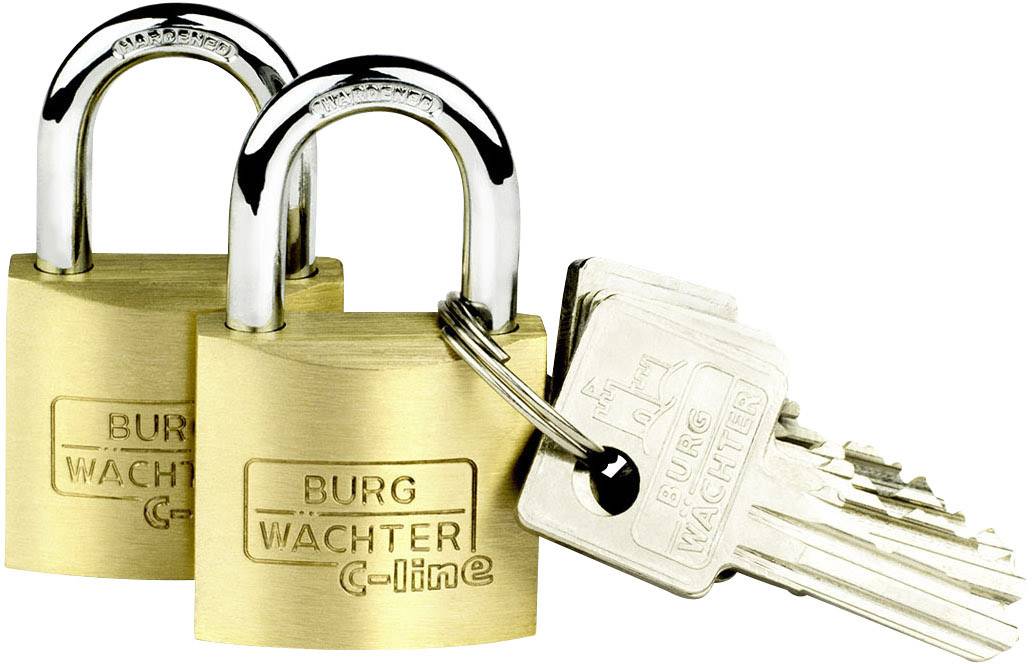 Burg Waechter 2er Set Duo 222 30 SB Padlock keyed-alike Brass Key