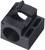 Black plastic component with a rectangular shape and circular opening, likely a clamping or mounting element.