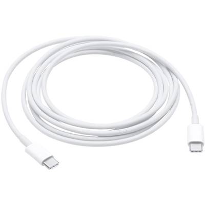 White USB-C charging cable, coiled and with two connectors. Suitable for data transfer and charging electronic devices.