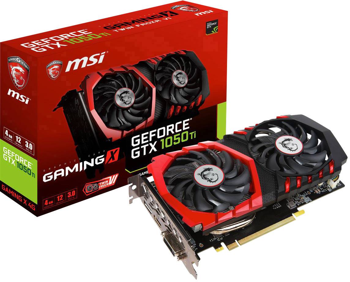 MSI Gaming GPU Nvidia GeForce GTX1050 Ti Gaming X 4 GB GDDR5X RAM PCIe x16 HDMI™, DVI, DisplayPort