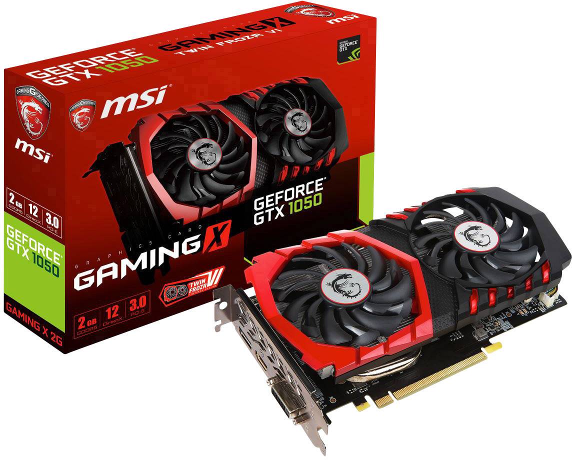 MSI Gaming GPU Nvidia GeForce GTX1050 Gaming X 2 GB GDDR5X RAM PCIe x16 HDMI™, DVI, DisplayPort