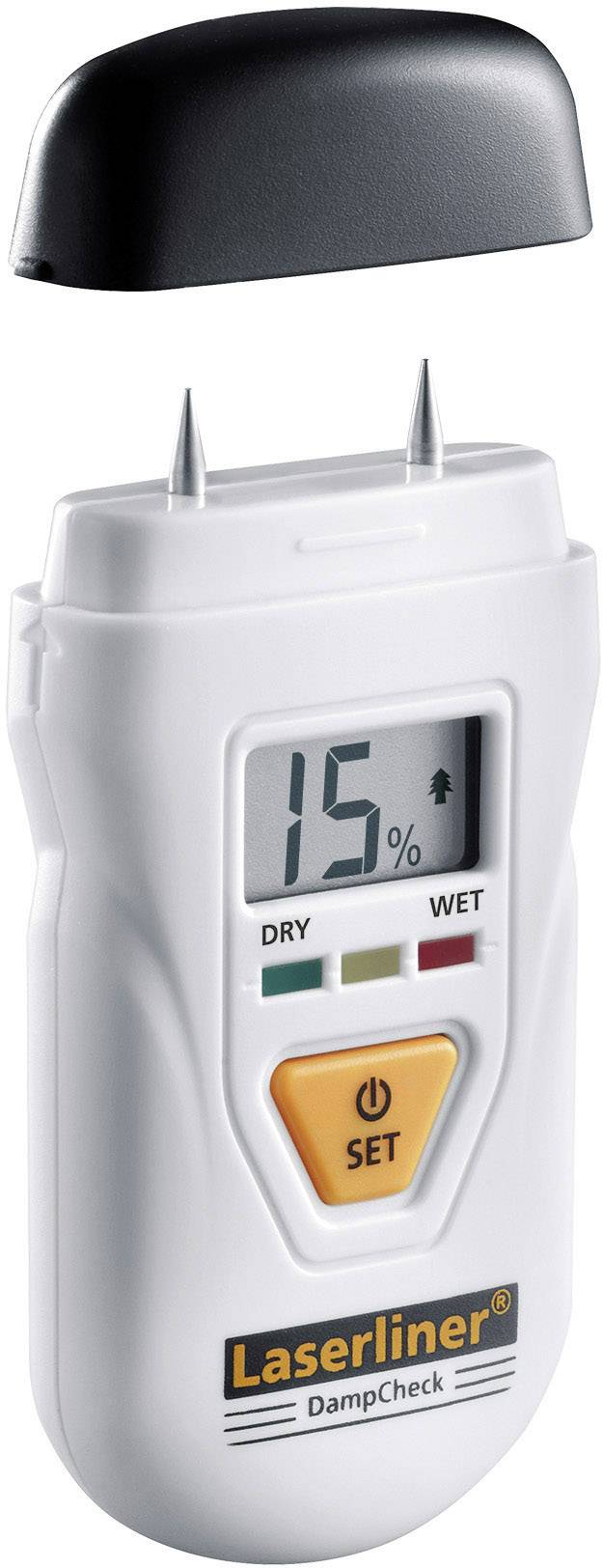 Laserliner DampCheck Moisture meter Building moisture reading range 0.2 up to 2.9 vol% Wood moisture reading range 6 up to 60 vol% Temperature reading,