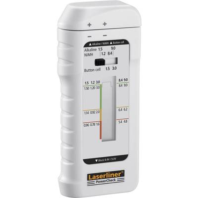 Laserliner Battery tester PowerCheck Reading range (battery testers) 1.2 V, 1.5 V, 3 V, 9 V Rechargeable, Battery 083.00