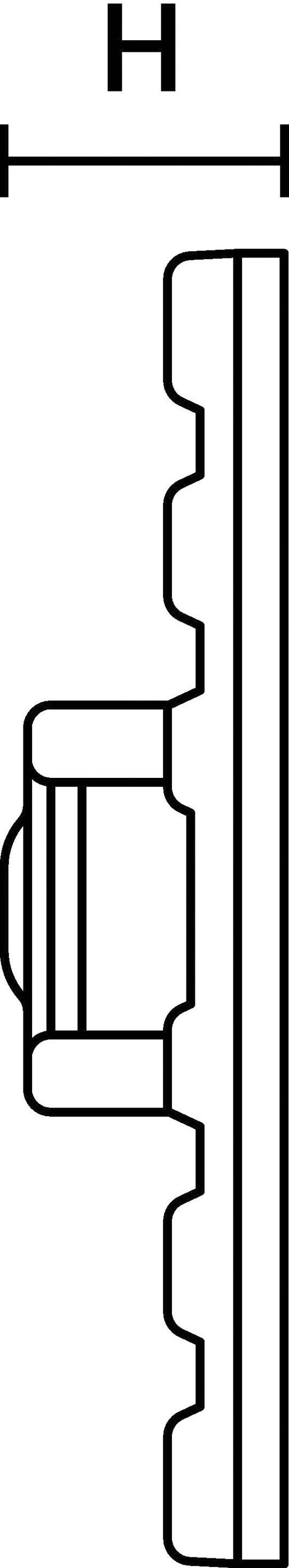 Technical drawing of a lateral gear profile with the marking 'H' for height measurement.