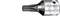Metallic Torx bit, partially visible, with a six-pointed star-shaped head, for driving screws, against a white background.