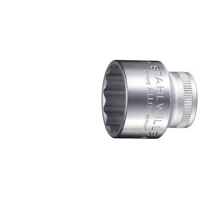 'Stahlwille Chrome Alloy Germany' socket wrench, silver-coloured, positioned sideways. Texture and brand lettering visible.