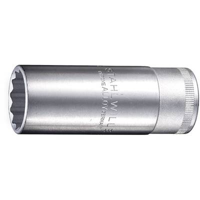 Metallic socket with 'STAHLWILLE' inscription, made from chrome alloy, for craft and trade applications.