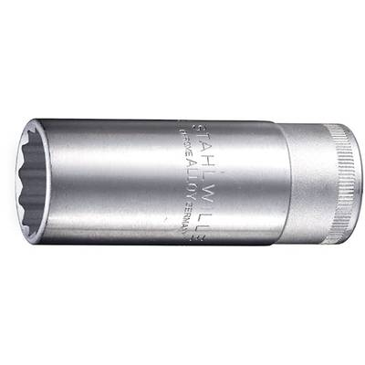 A silver socket extension, cylindrically shaped, with markings 'STAHLWILLE', 'CHROME ALLOY', 'GERMANY'.