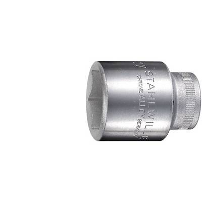 A silver hexagonal socket made of chrome-vanadium steel with the inscription 'STAHLWILLE'. Tool element for mechanical applications.