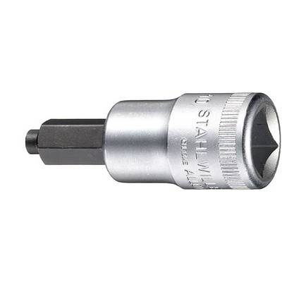 Socket wrench insert with knurling and black hexagonal drive. Marked with 'Stahlwille' and '10'. Suitable for tightening screws.