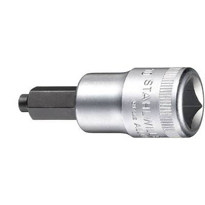Metal socket extension tool with hexagonal connection, silver-coloured, suitable for craftwork.