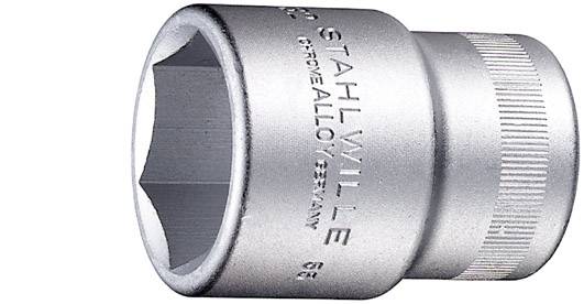 A six-sided socket from Stahlwille, made of chrome alloy, in silver colour.