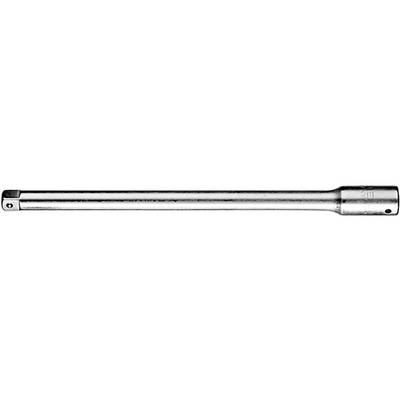 A chrome-plated extension bar for ratchets with a square drive, designed to extend the reach of tools.