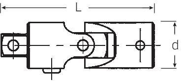 Technical drawing of a mechanical component with dimensions 'L' and 'd', along with mounting holes.