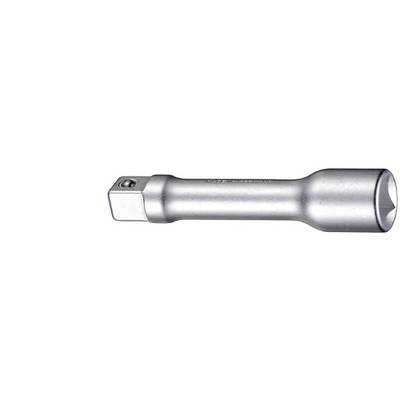Metal ratchet extension bar, cylindrical, with a square drive on the left and a slotted end on the right.