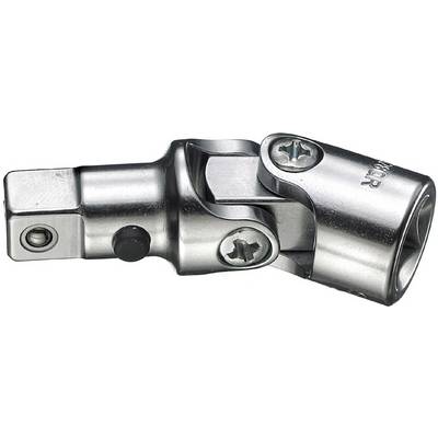 Cardan universal joint adapter in silver metallic finish for flexible connection of tool components. Ideal for hard-to-reach areas.