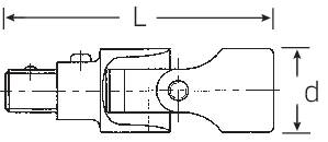 Technical drawing of a component with length measurements 'L' and 'd'. The representation shows a side view of the cylindrical element.