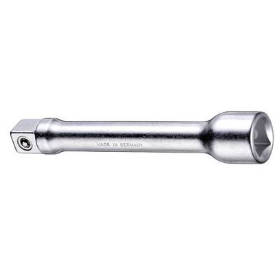 A silver metal extension piece, marked with 'MADE IN GERMANY', for connecting tools, lies on a white background.