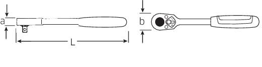 Technical drawing of a tool with dimensions and details of a screwdriver tip and handle view.