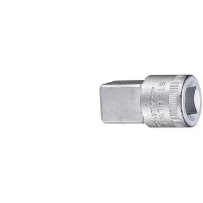 Hexagonal bit for screwdriver, silver-coloured, with 'STAHLWILLE' engraving, square drive and internal hexagonal profile.