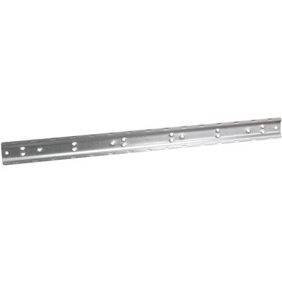 Metal rail with holes and mounting options at regular intervals, ideal for various connections and constructions.