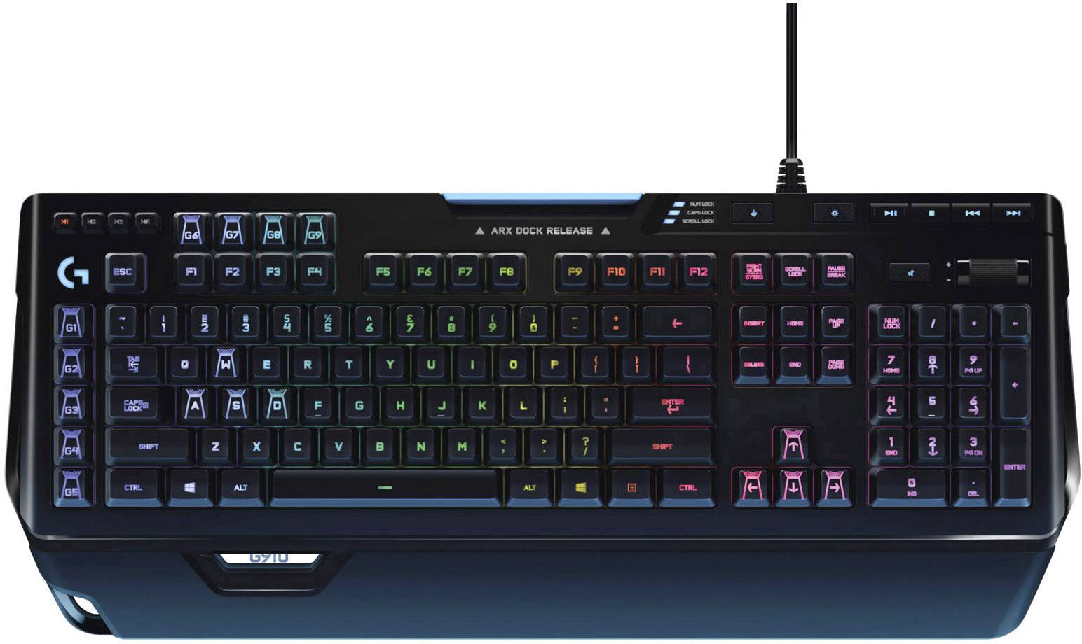 Logitech Gaming G910 Orion Spectrum USB gaming keyboard Backlit, Gel wrist support mat German, QWERTZ, Windows® Black