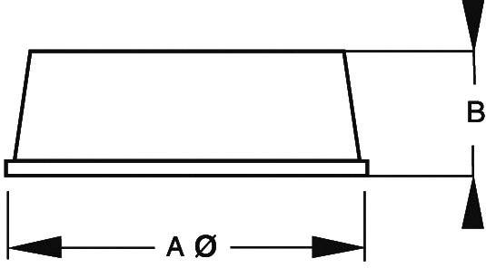 'Schematic representation of a valve base. Width A is specified as diameter, height B along the vertical axis.'