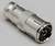 A silver BNC plug, commonly used for coaxial cable connections in audio and video systems.