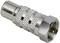 A silver coaxial adapter with knurling for secure grip, typically used for connecting cables in TV and antenna systems.