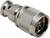 Silver BNC socket adapter with knurled surface, cylindrical shape, and metal casing. Suitable for coaxial cable connections.
