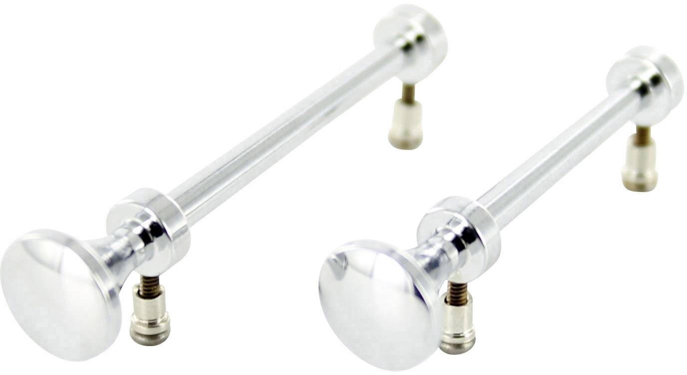 Two chrome-plated percussive bolts of different lengths on a white background. They are used for cutting plotters or similar devices.