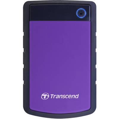 Transcend external hard drive in black with a black border, identifiable logo at the bottom.