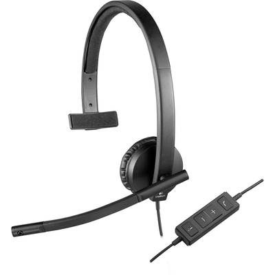 Logitech H570e PC  On-ear headset Corded (1075100) Mono Black Microphone noise cancelling Volume control, Microphone mut