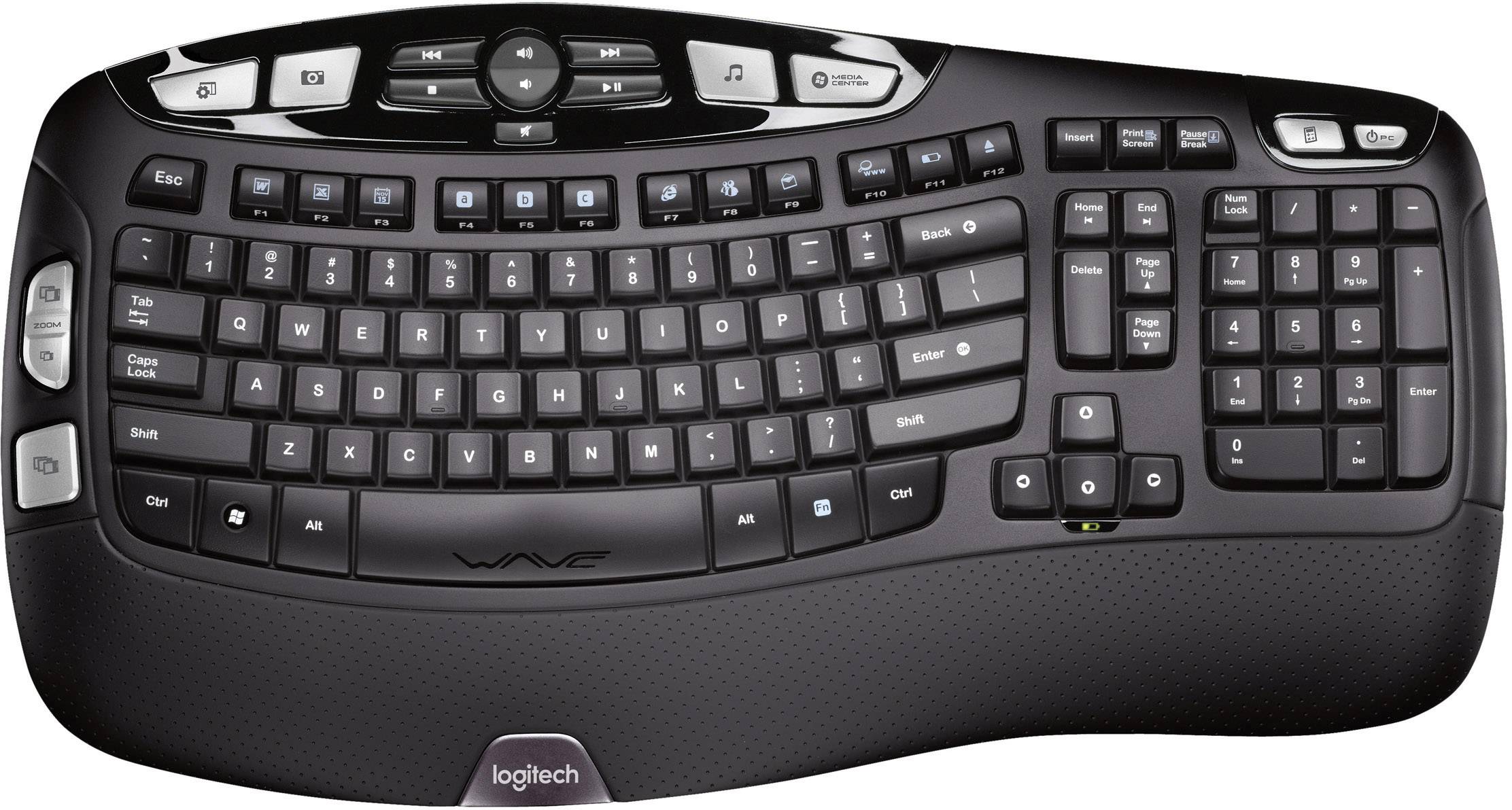 Logitech K350 Radio Keyboard German, QWERTZ, Windows® Black Ergonomic, wrist support mat |