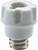 White lamp holder with screw base, suitable for electrical bulbs in standardised light fittings.