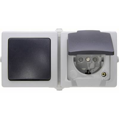 Image of Kopp 138656001 Wet room switch product range Circuit breaker, Toggle switch, PG socket (+ lid) Nautic Grey