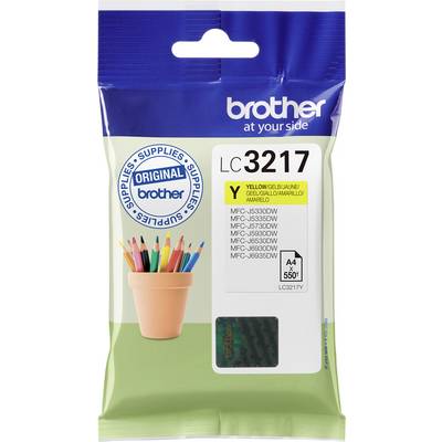 Brother LC3217Y ink cartridge in yellow, compatible with various MFC printer models, capacity: A4, 550 pages.