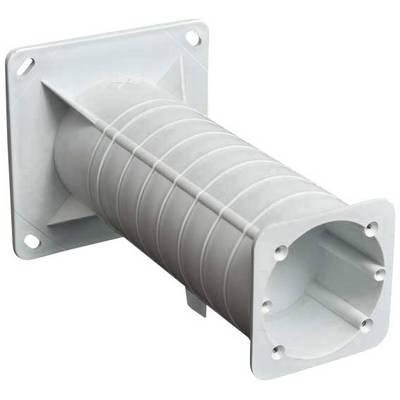 A white, cylindrical ventilation component with a flange, ideal for wall mounting.