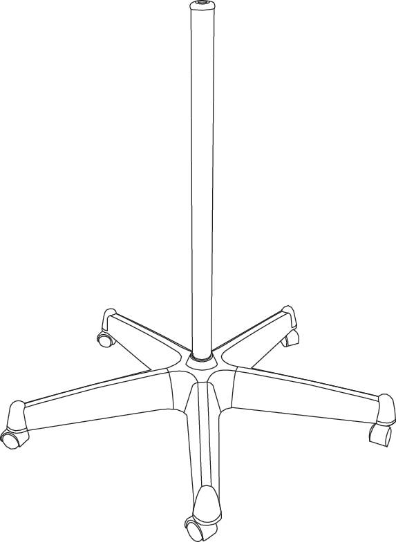 Five-legged chair base with castors, suitable for office chairs.